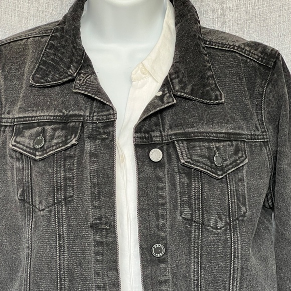 Boom Boom Jeans Denim Jacket Size M Black 4 Front Pockets Cotton Blend - Picture 2 of 6